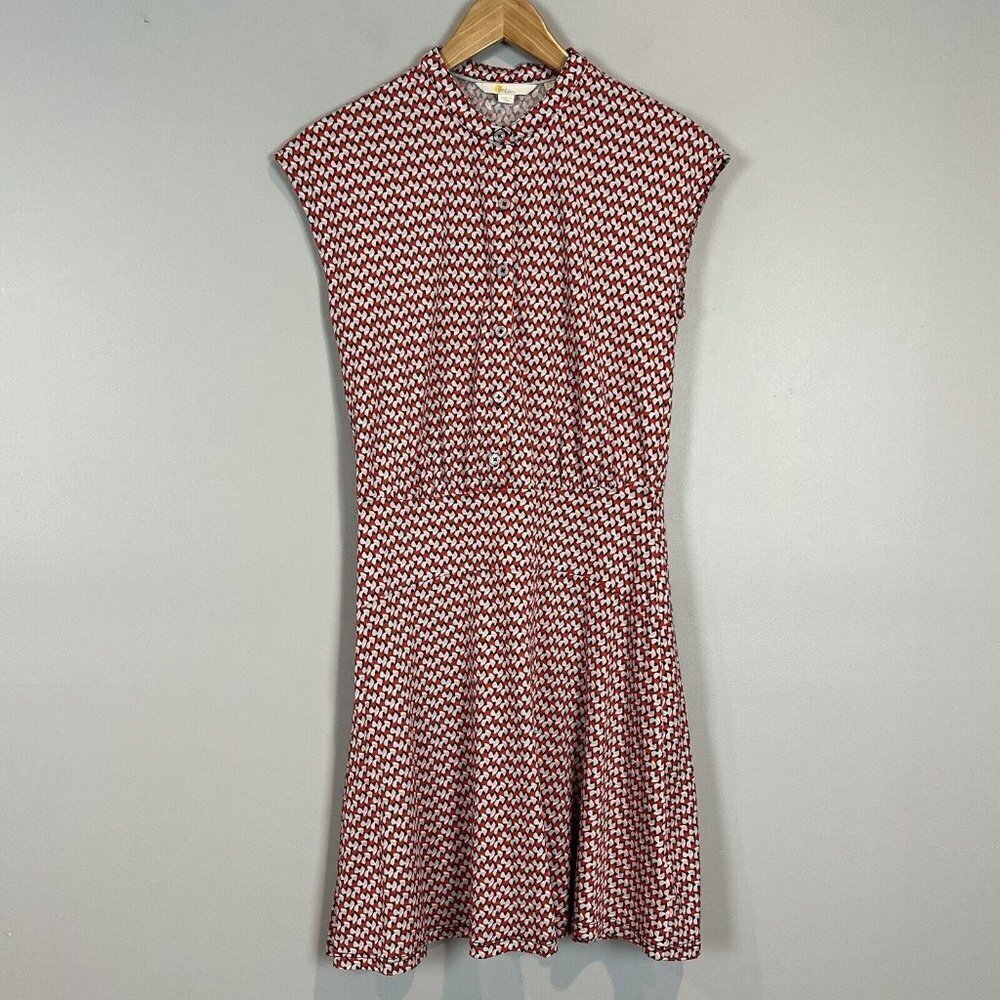 Boden Jersey Shirt Dress Cap Sleeve Buttoned Bodice US Size 4, UK size 8